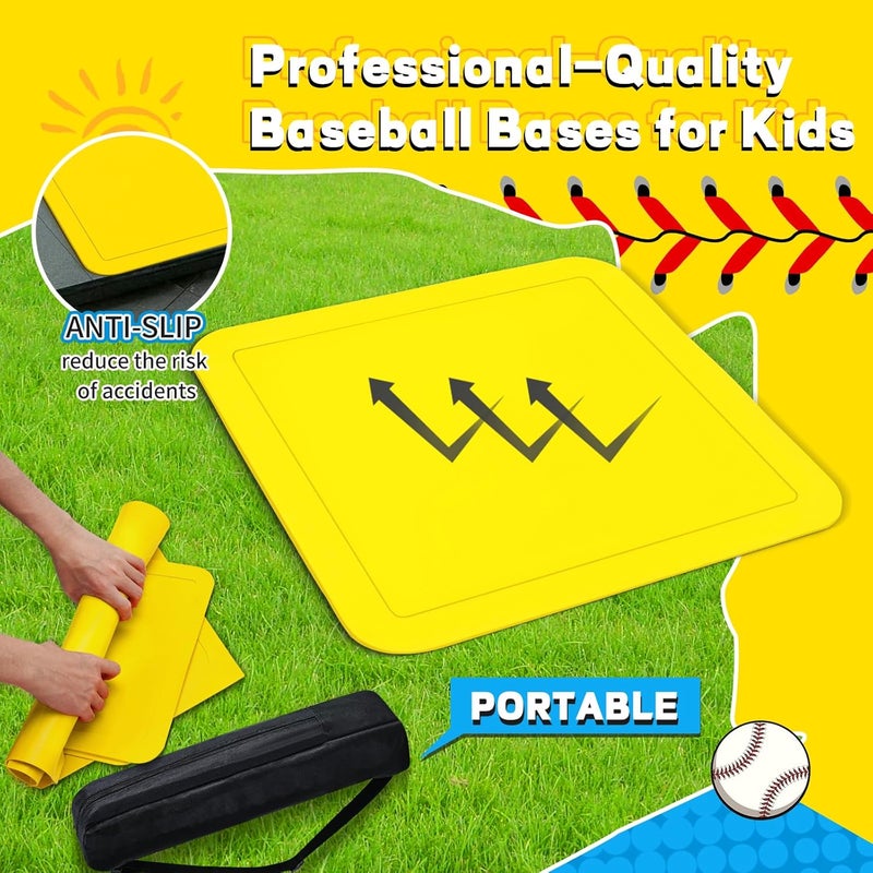 Lolyer Baseball Bases for Yard - 3 Throw Down Bases 1 Homeplate 1 Pitching Rubber with Baseball Bases Bag for Kids Practice, Rubber Bases for Kickball Baseball Play - Image 4